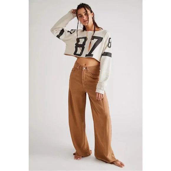 FREE PEOPLE NWT *Sold Out* Old West Slouchy Jeans Wide Leg Tumbleweed Pants - Picture 1 of 13
